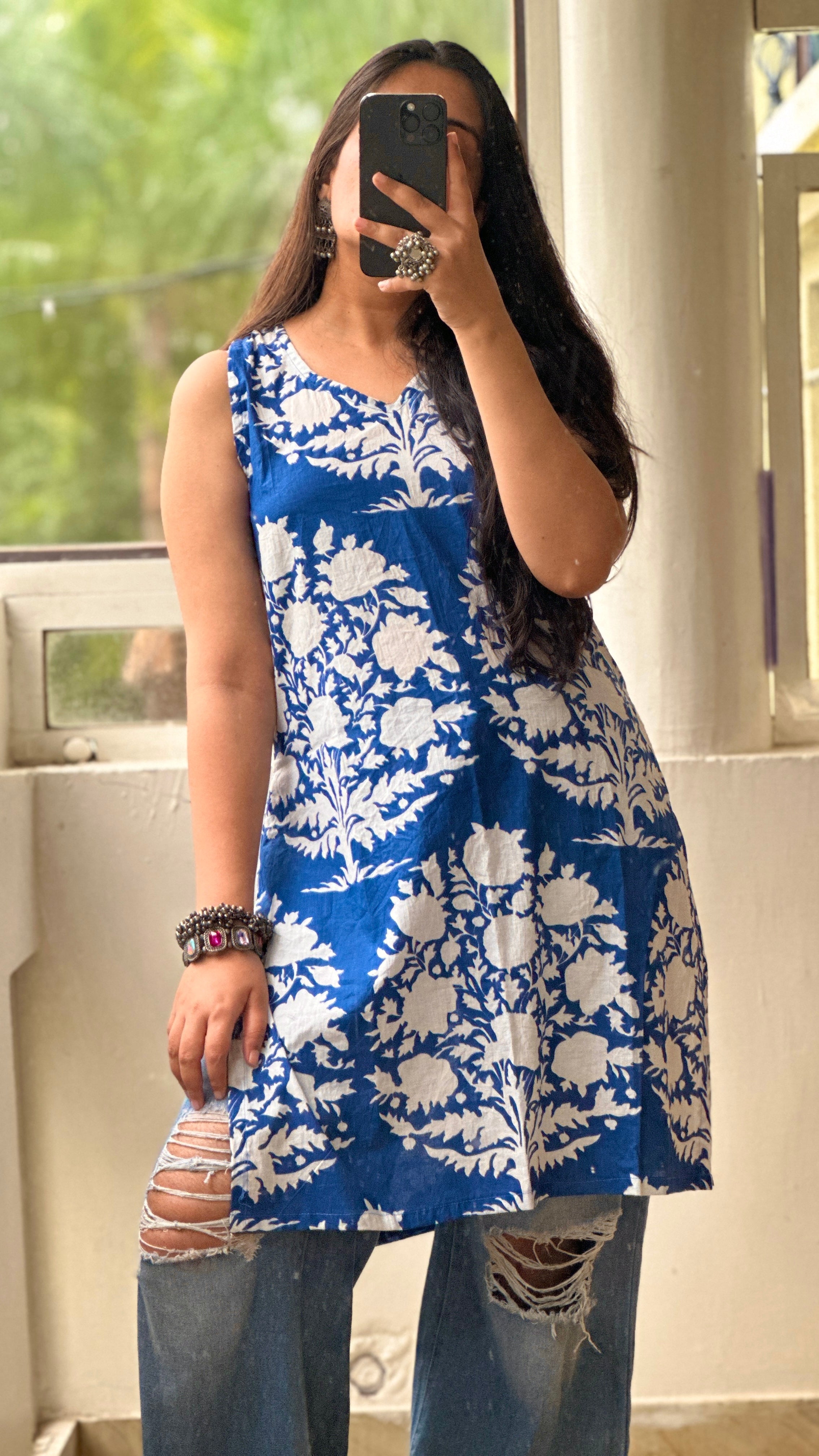 Blue printed kurti