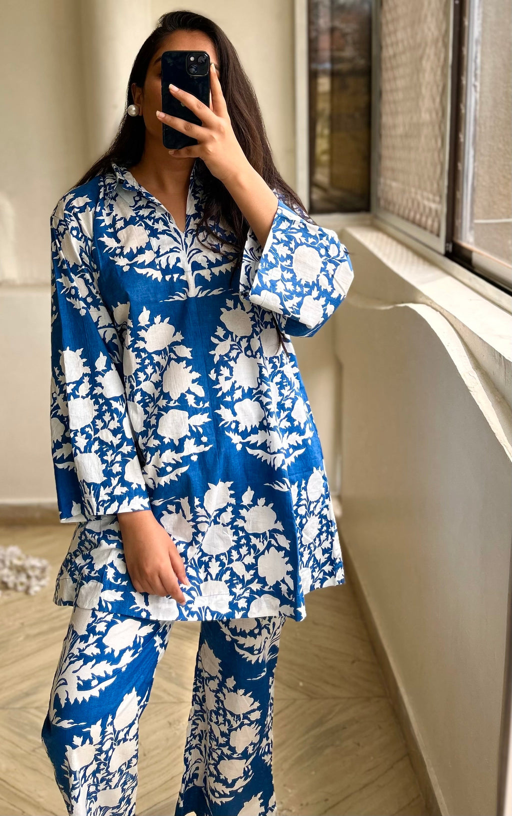 Blue Hand Block Co-ord Set