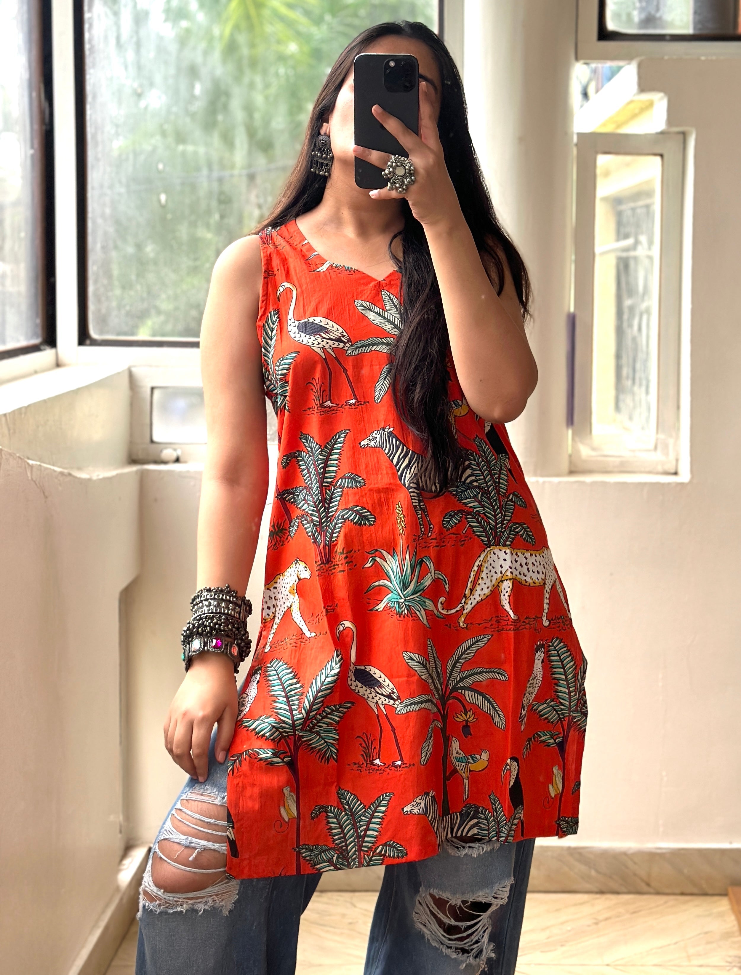 Orange safari kurti
