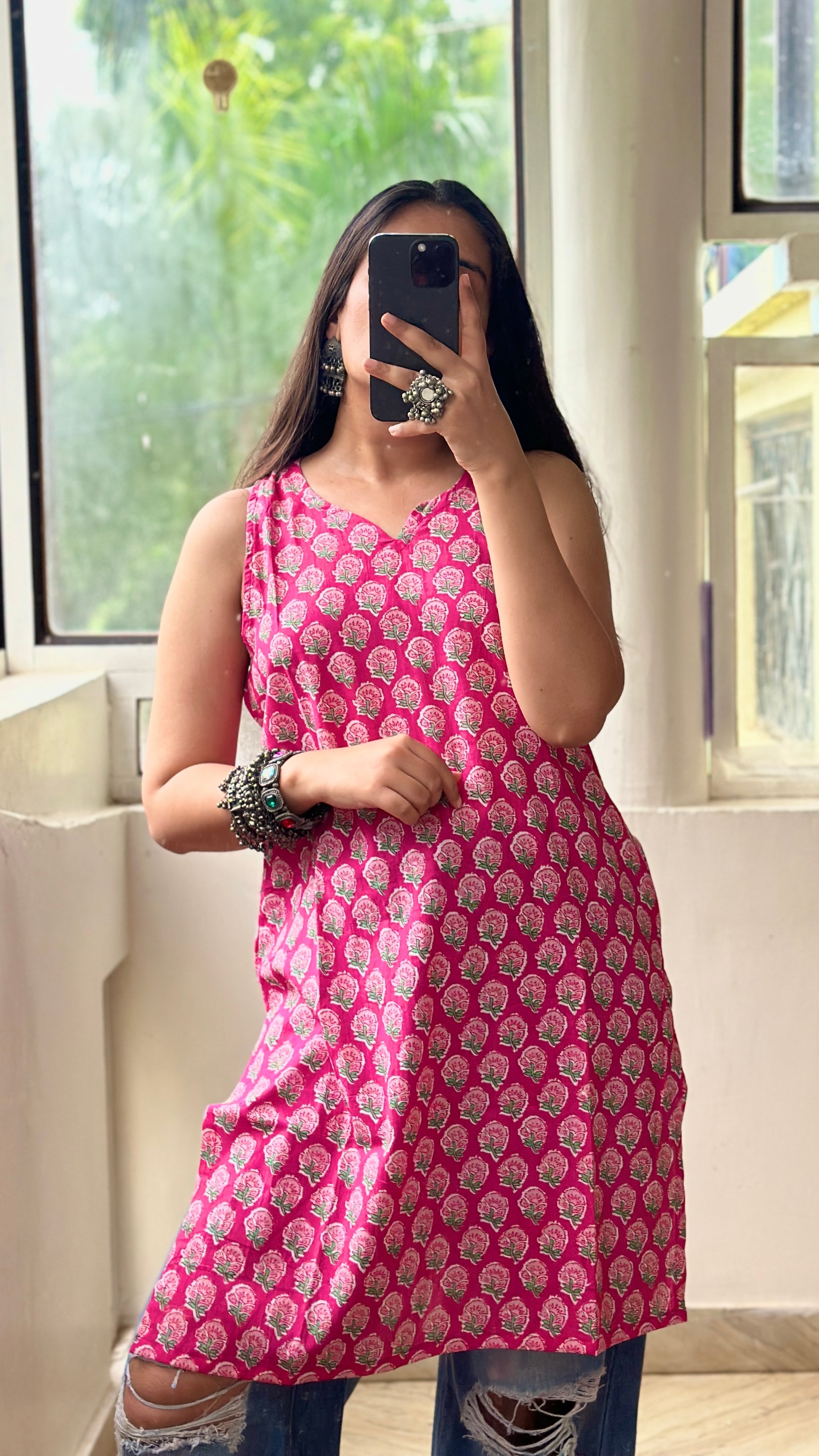 Pure cotton jaipuri kurti