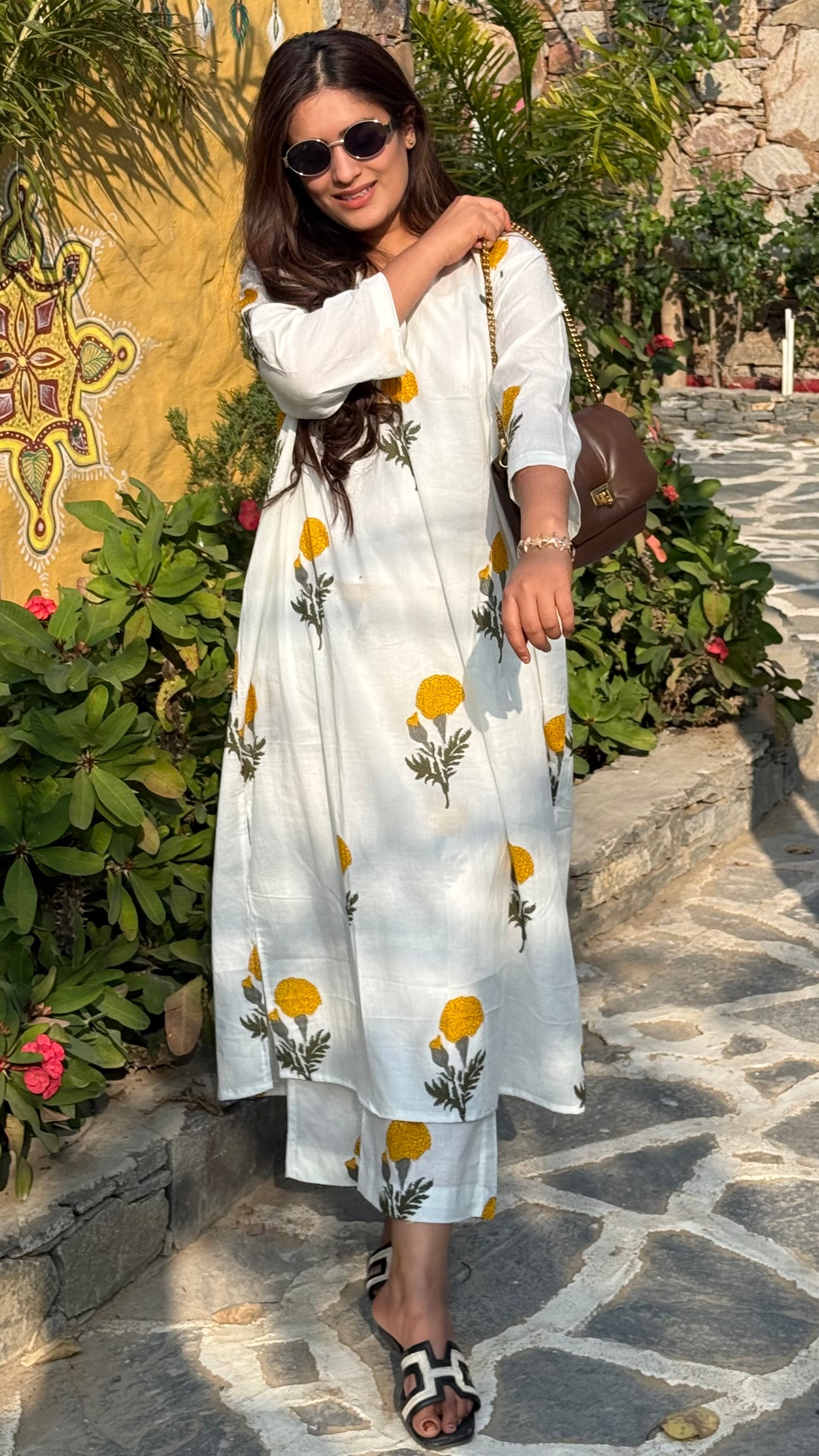 Yellow mughal jaipuri cordset