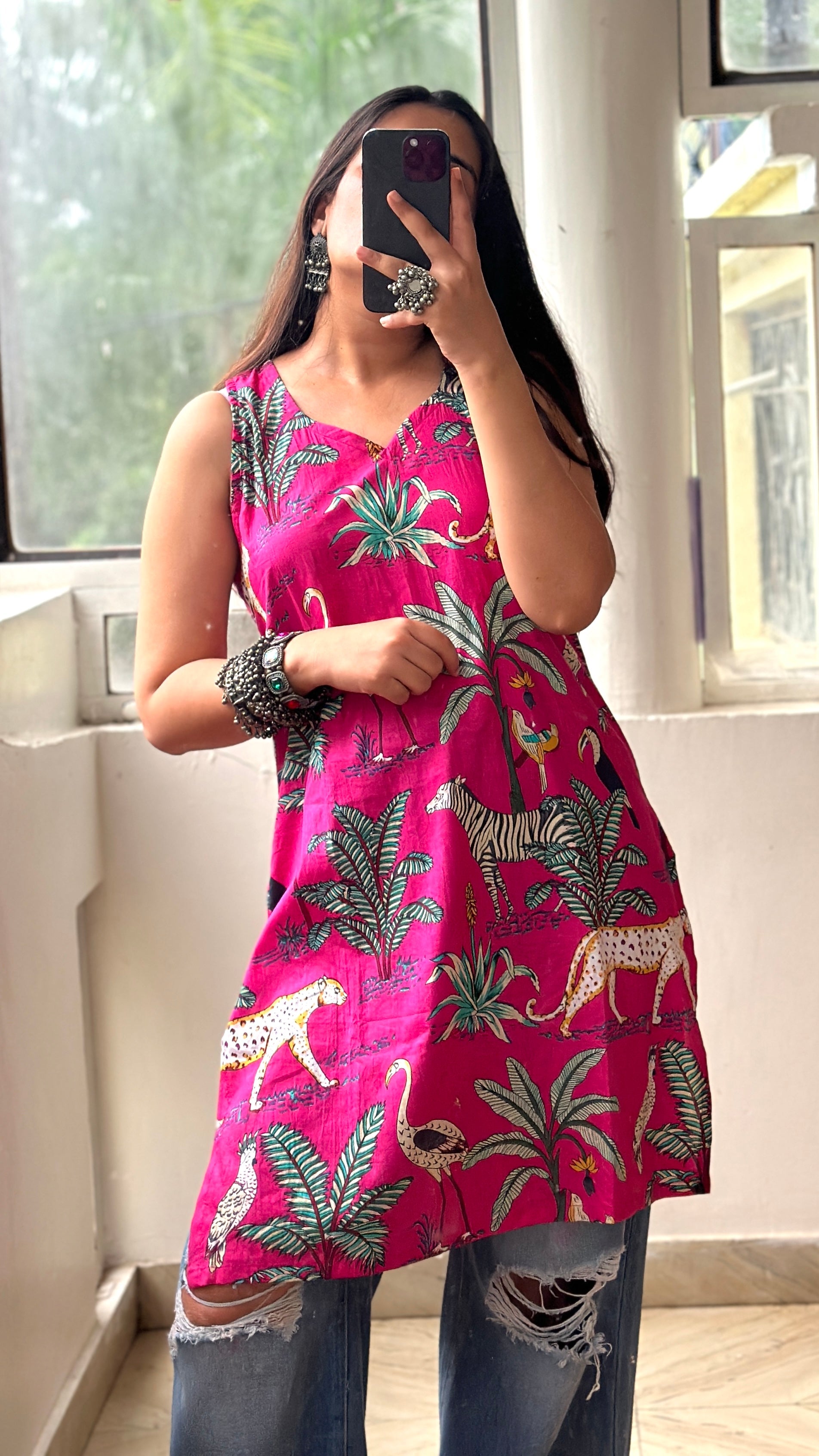 Pink safari kurti