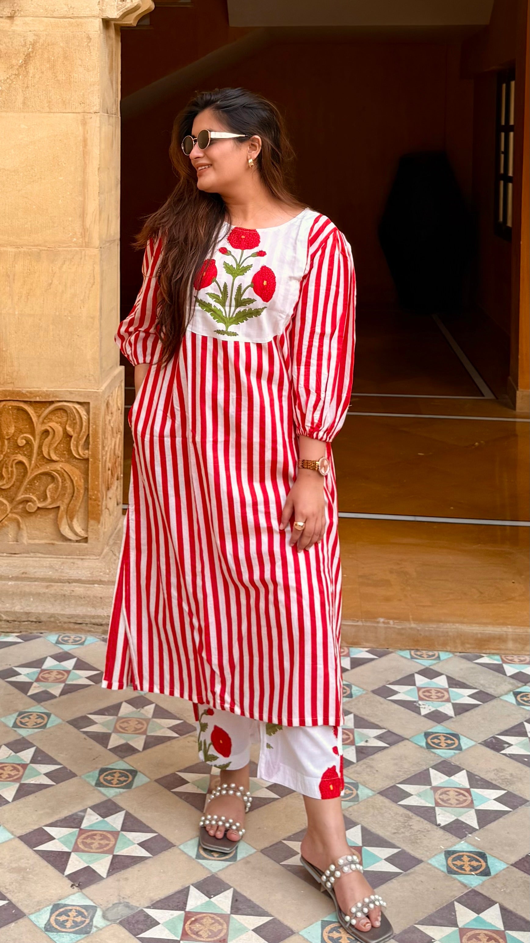 Luxury pret - red stripe & poppy cordset