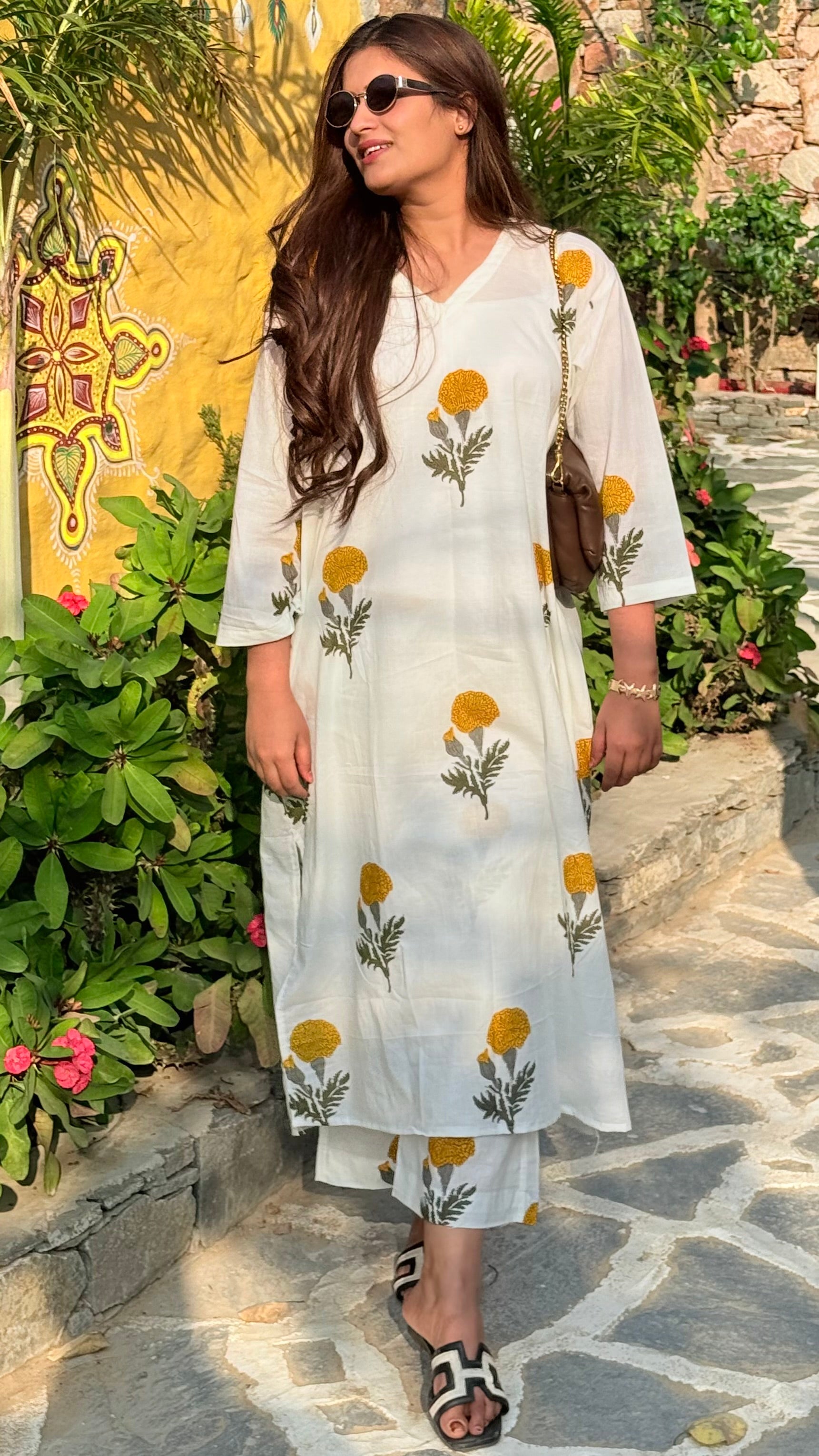 Yellow mughal jaipuri cordset