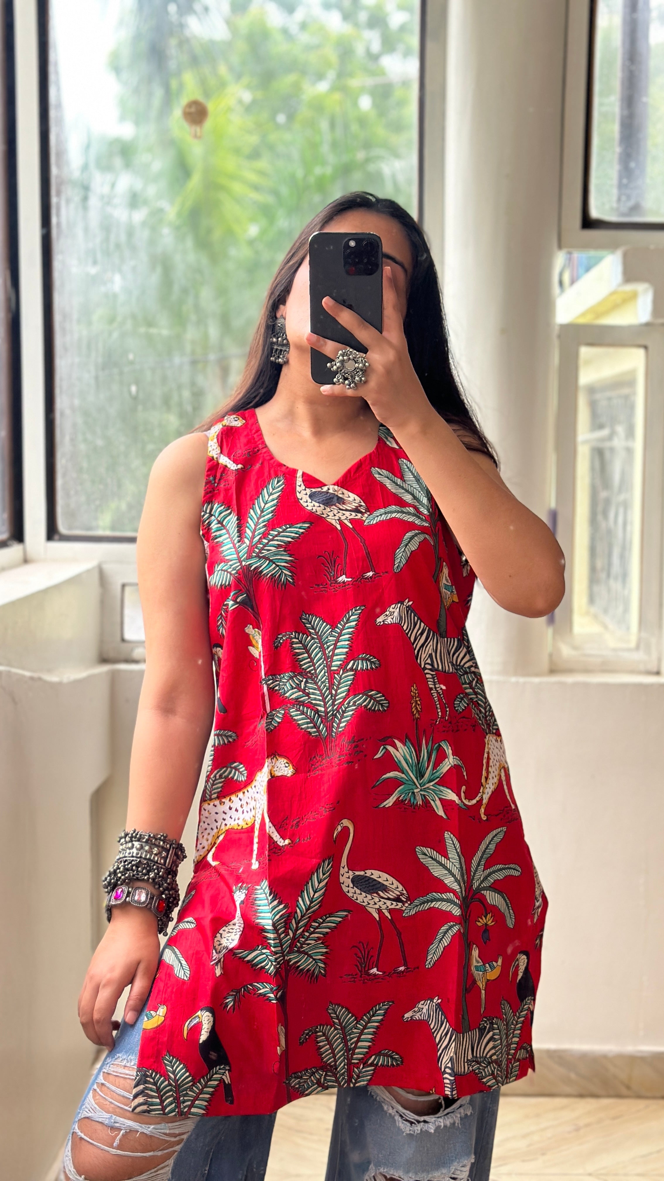 Red safari kurti