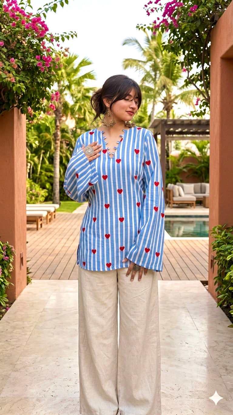 Blue heart kurti