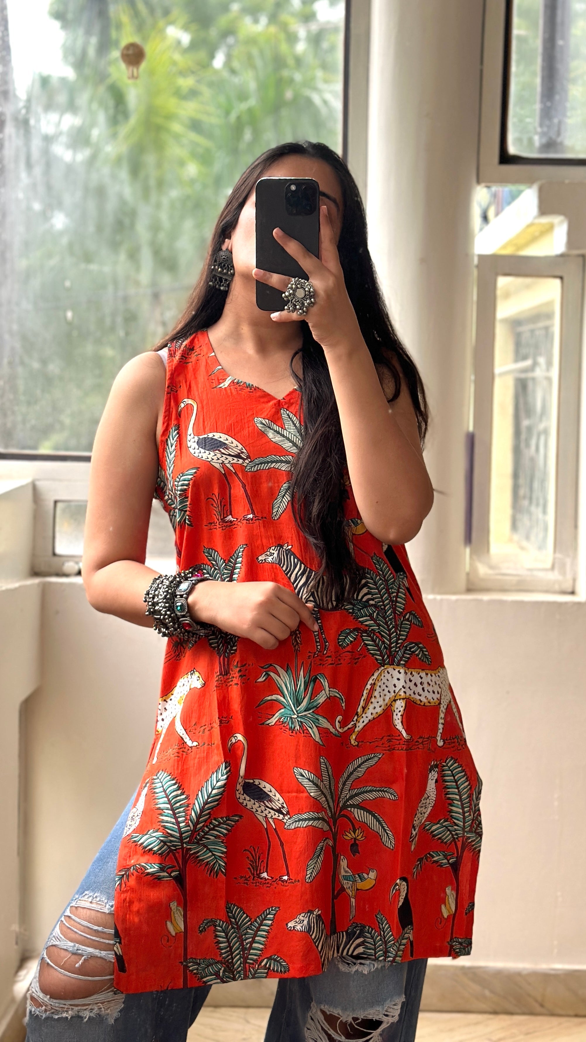 Orange safari kurti