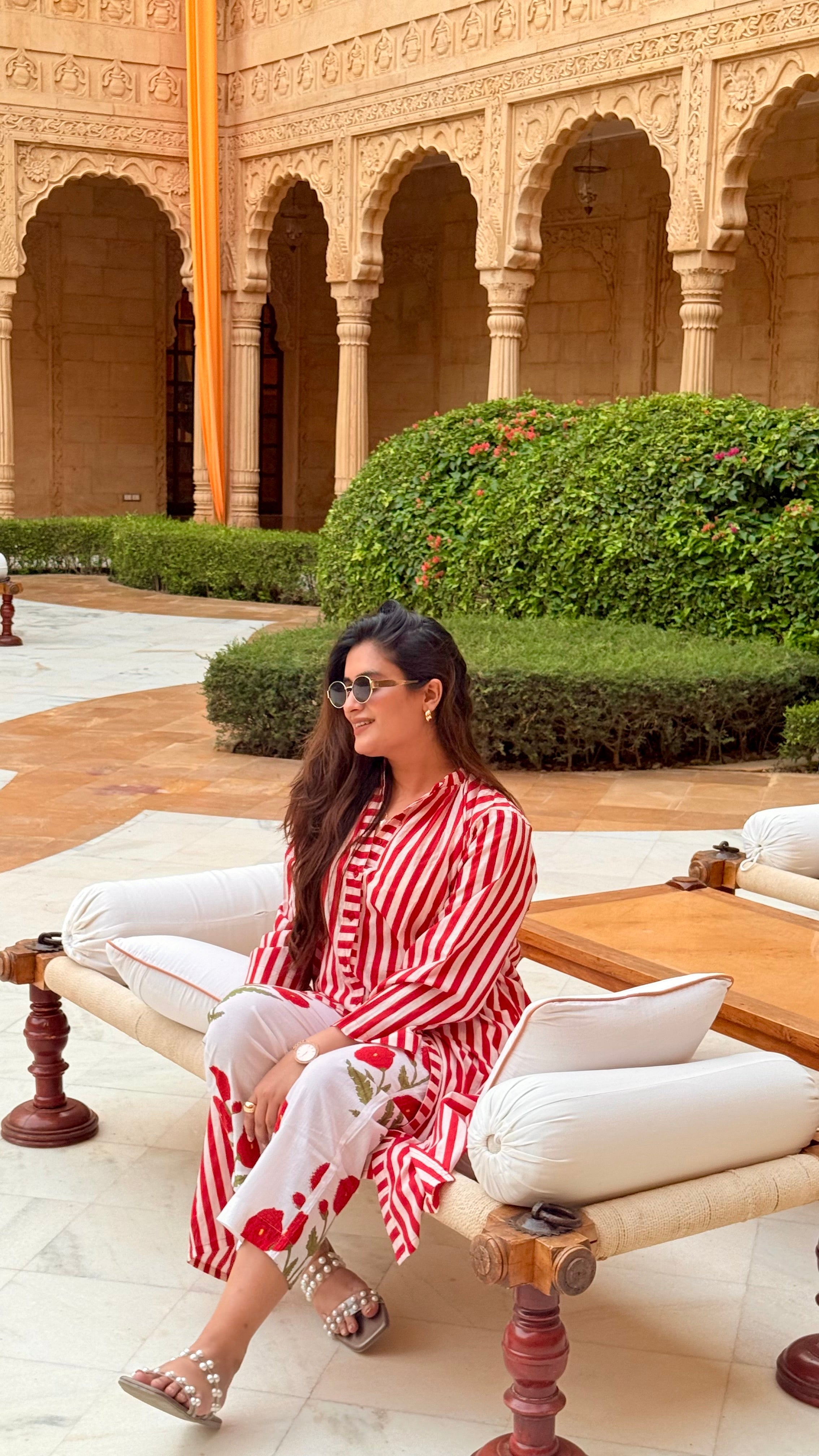 Luxury pret red stripe cordset