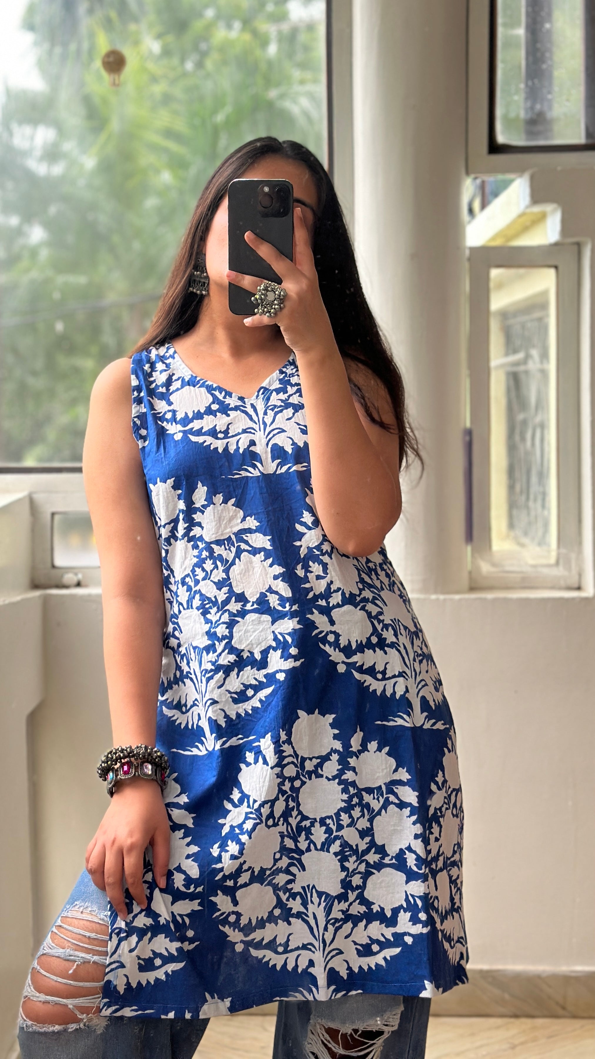 Blue printed kurti