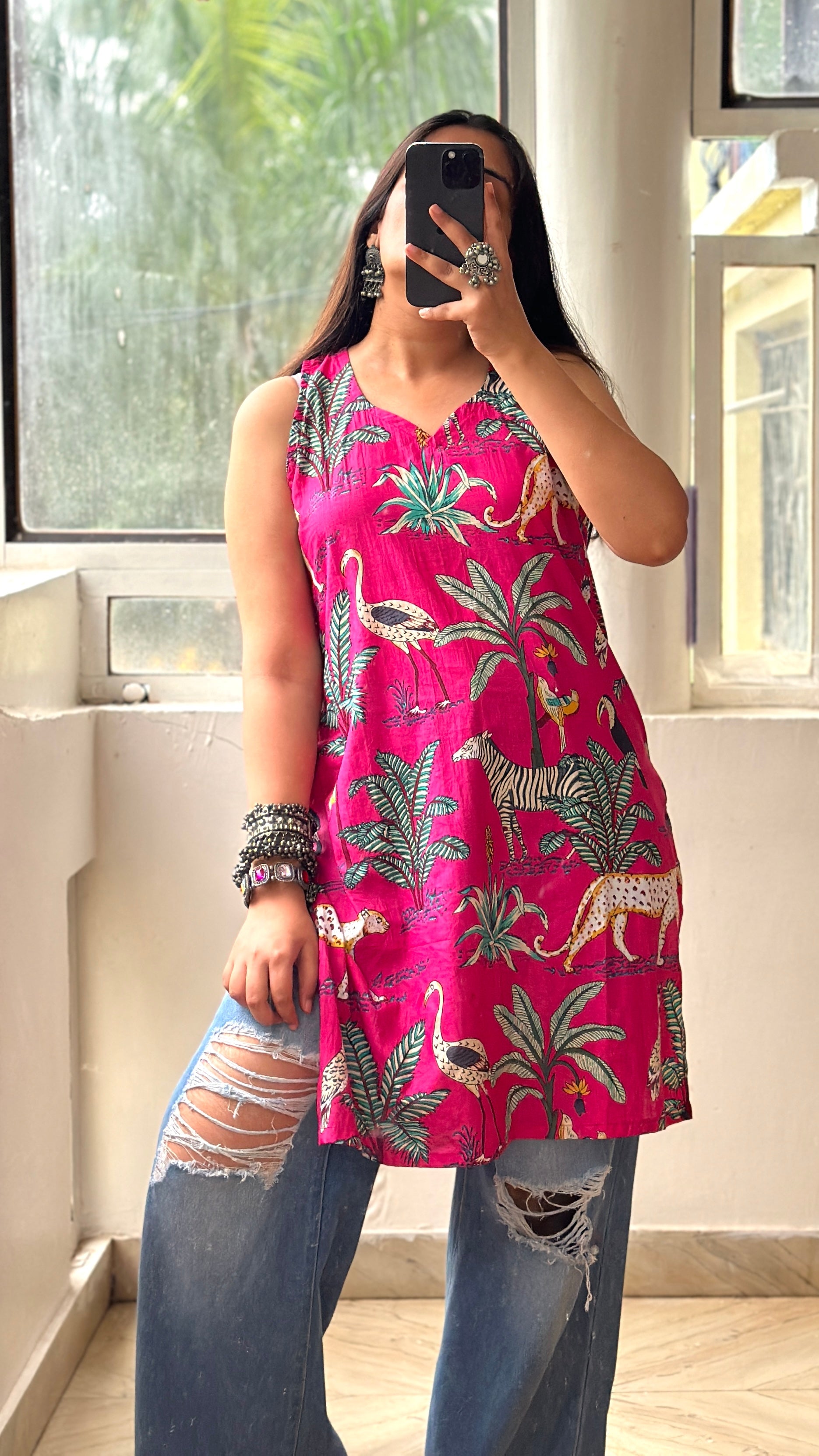 Pink safari kurti