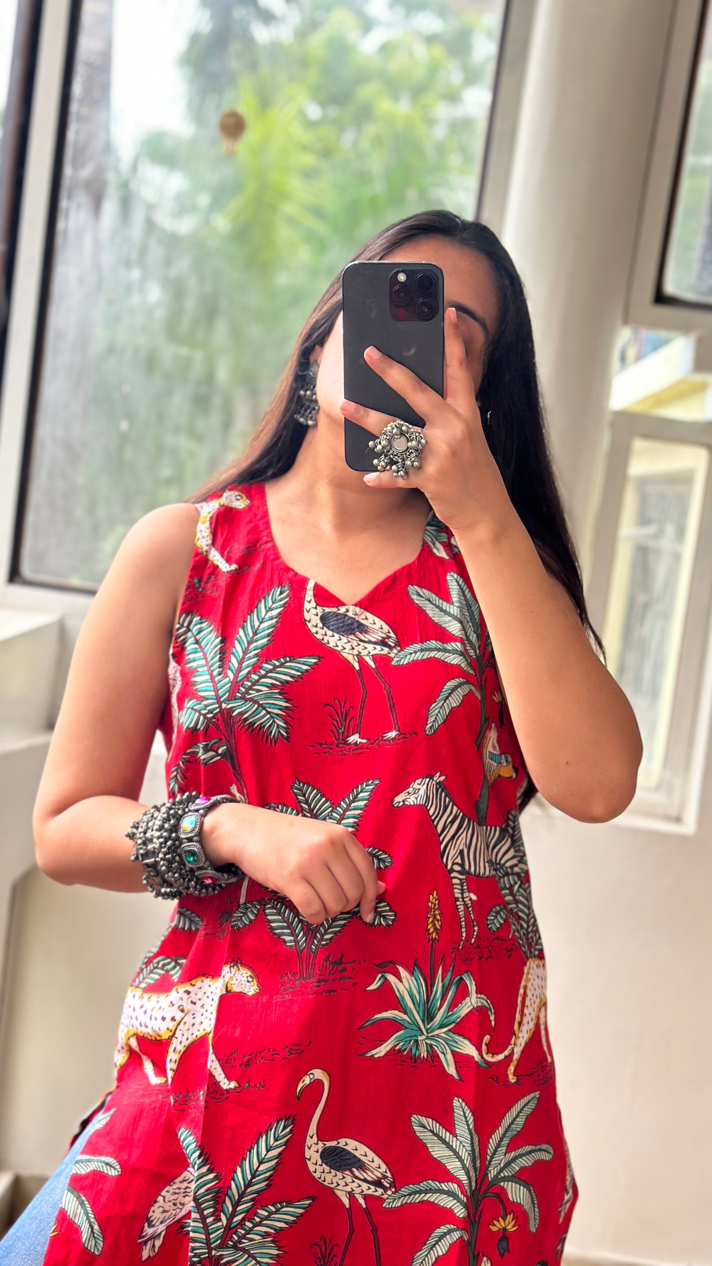 Red safari kurti