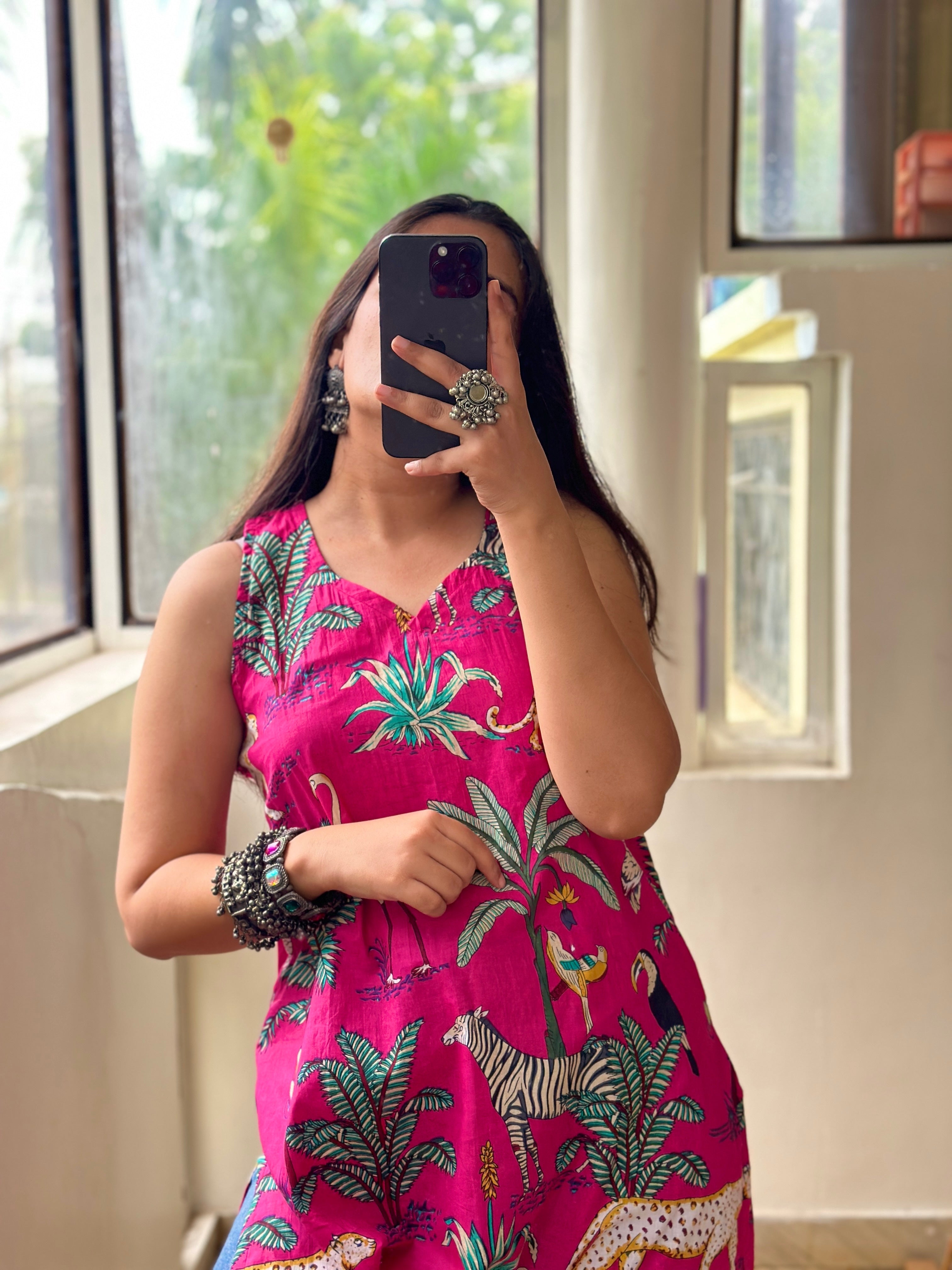 Pink safari kurti
