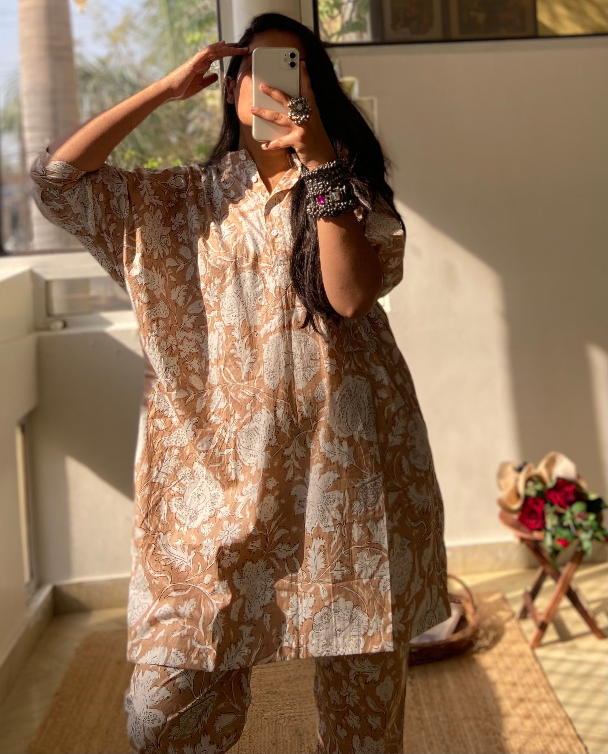 Beige Flower Co-ord Set