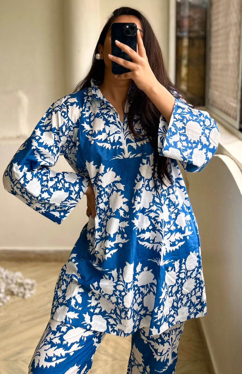 Blue Hand Block Co-ord Set